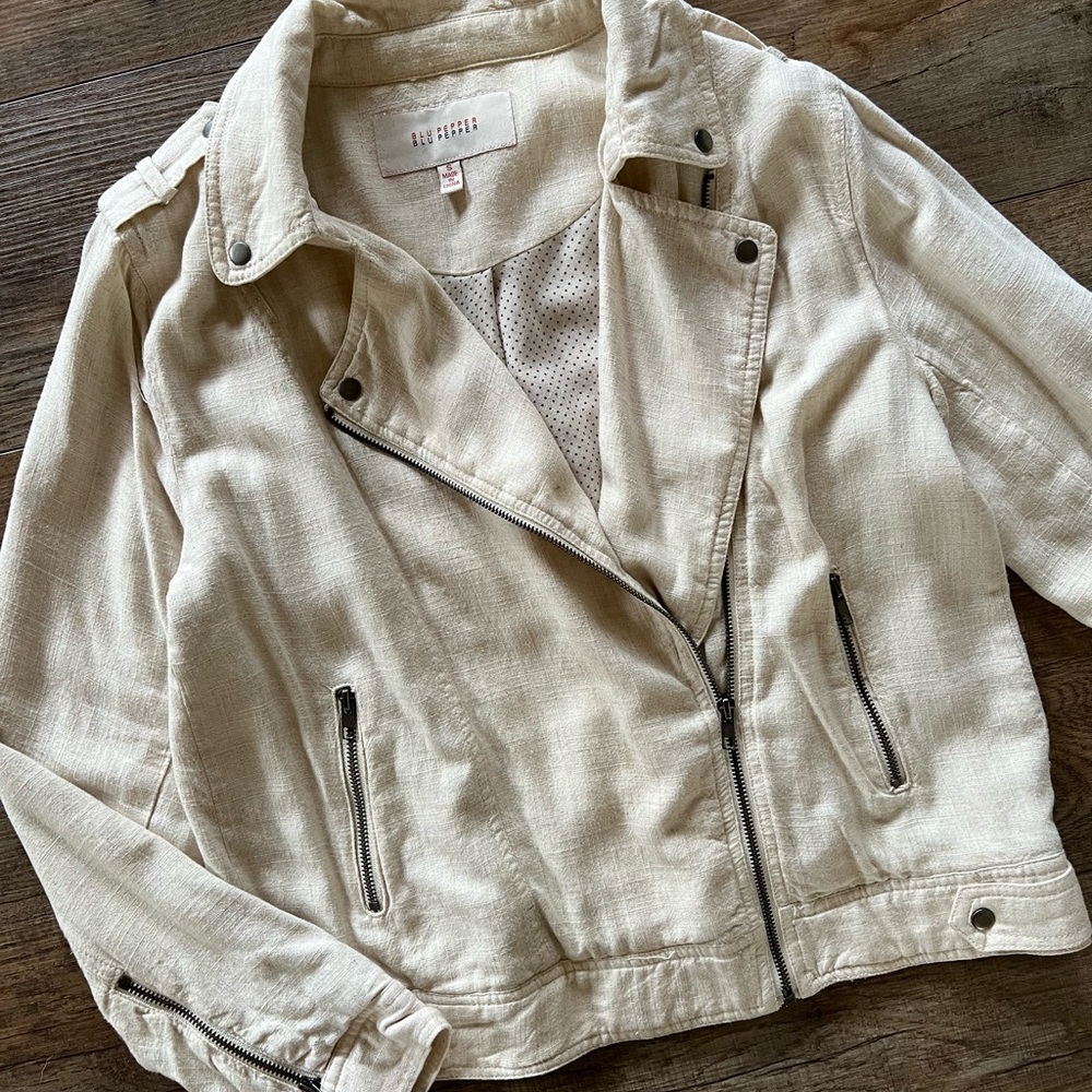 Linen Moto Jacket